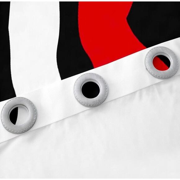 Manfei Zebra Print Window Curtains Black White Red Wave Stripe Set 38W x 54L - Picture 3 of 4